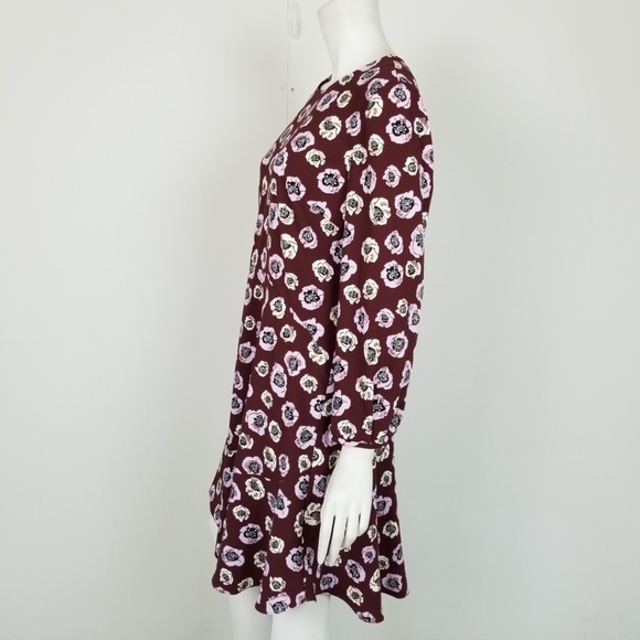 *SOLD* LOFT Maroon Floral Career Midi Dress Size 10 - Picture 4 of 6